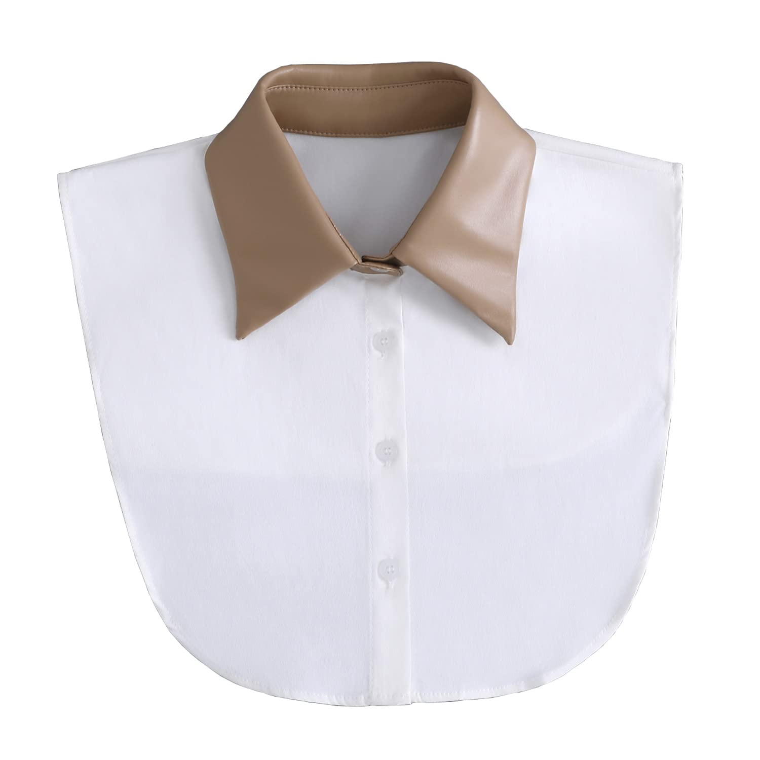 JOIZPAPA Women Fake Collar Leather Collar Detachable Shirt Dickey Collar Half Shirt Pointed Collar