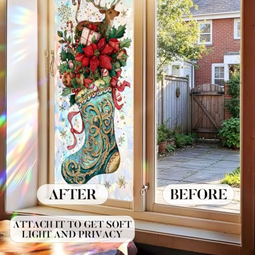 Image of Christmas Stocking Baroque Holographic Window Film 17.32x39.37in