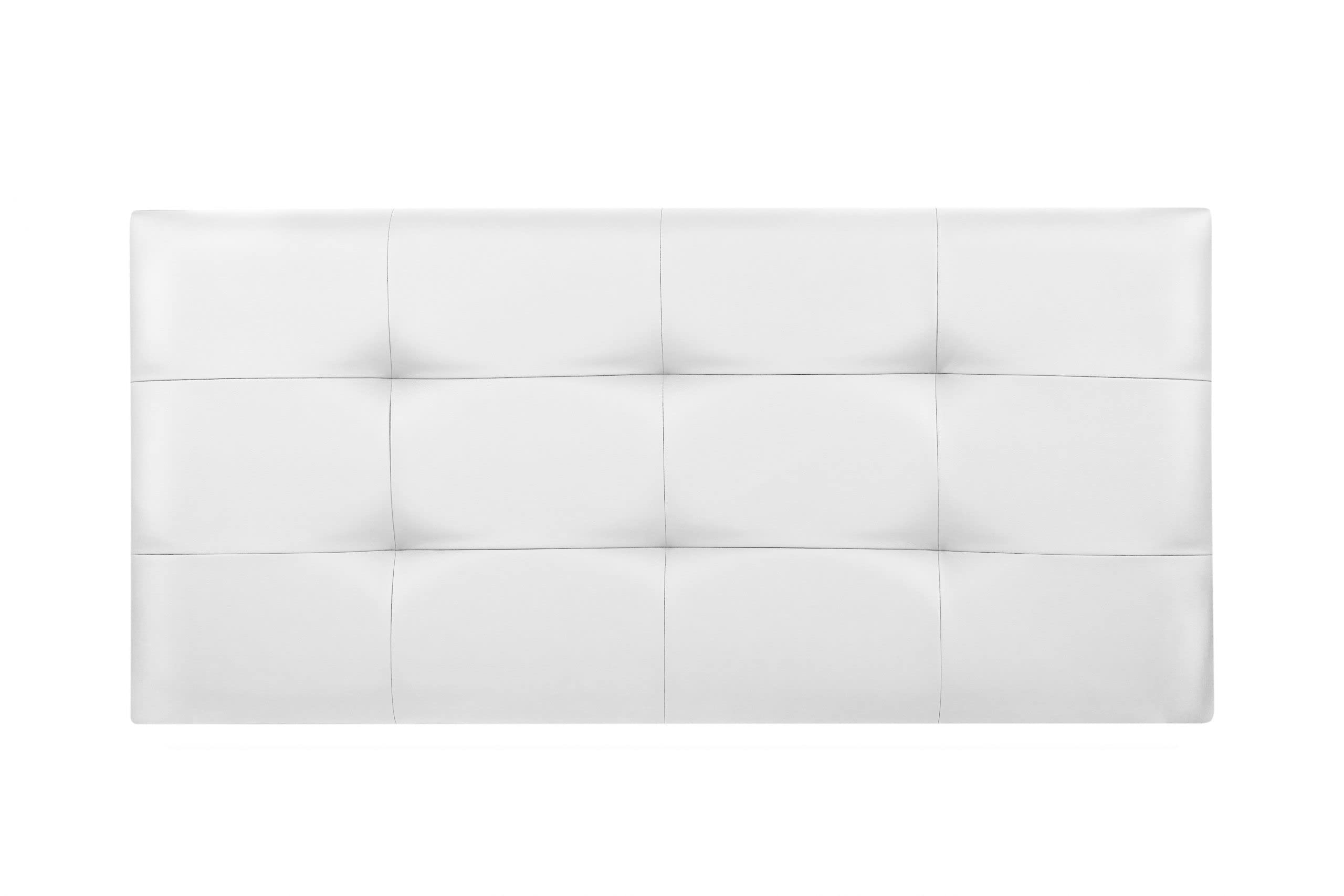 DecorQUALITY ED Cabecero Cama 135 Cabezal Acolchado Tapizado Polipiel Moderno Mod. Texas Blanco 135x70