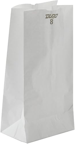 Duro 8 # Bolsas de almuerzo de papel blanco 500 bolsas de papel desechables a granel, bolsas de papel SOS, bolsas de bagel, bolsas de delicatessen y