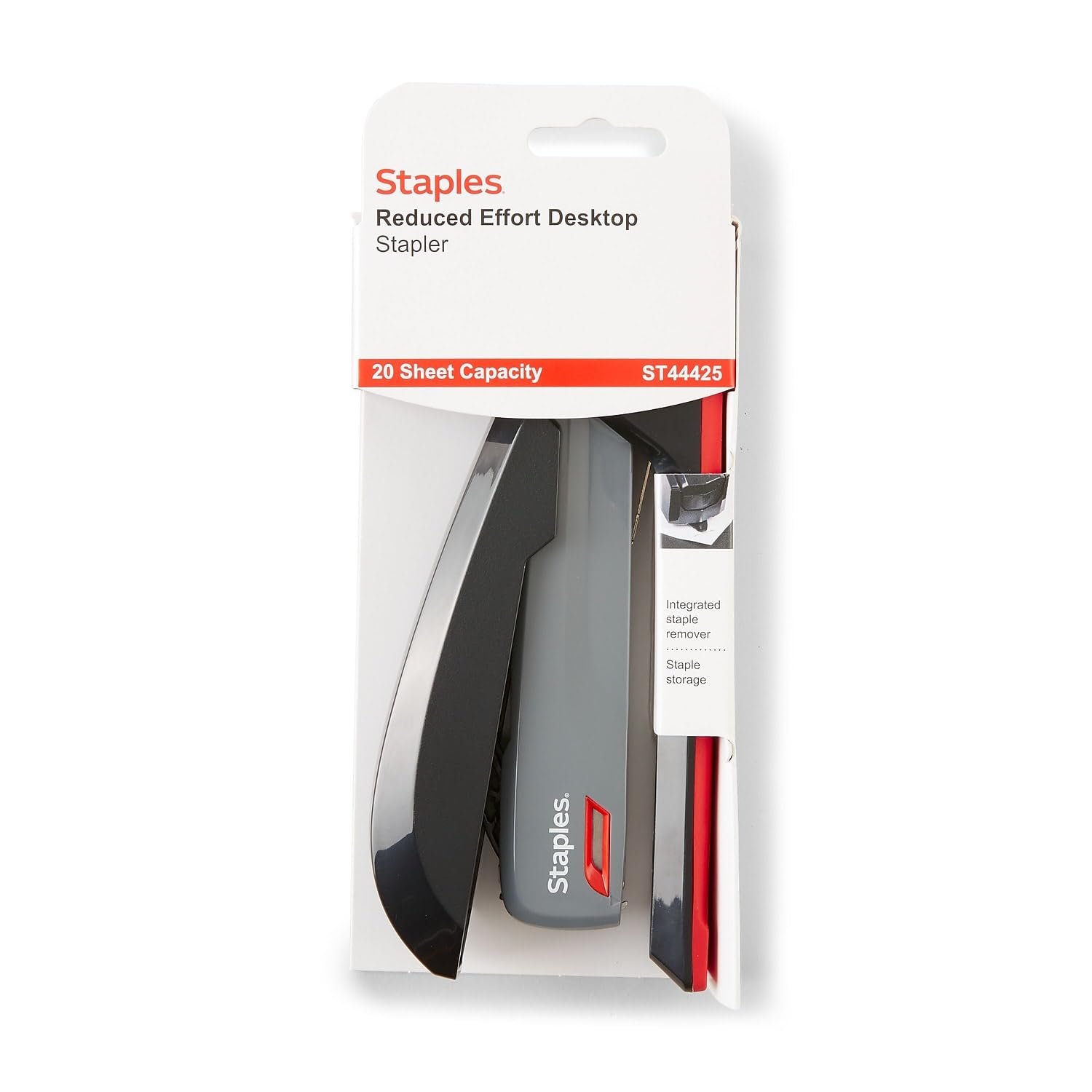 Staples One-Touch Desktop Stapler, 20 Sheet Capacity, Gray/Black/Red, 2/Pack (ST44425/44425VS) - Image 8