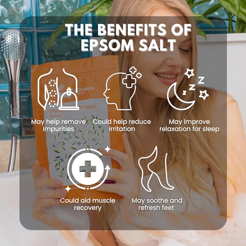 Image of Eco Bath London Detox Epsom Salt Bath Soak - Pouch 2.2 LB (1kg) | Made in UK | Magnesium Bath Salt with Grapefruit Essential Oil | Epsom Salts for Detox and Skin Care
