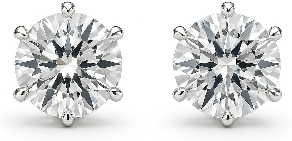 Silverwala 925-92.5 Sterling Silver Princess Cut Real Cubic Zirconia Stud Earrings For Men,Women,Children,Boys and Girls