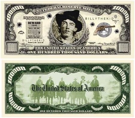 Billete de Billy The Kid $100,000.00 con Protector de Billete