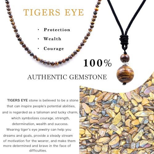 2Pcs Beaded Necklace for Men - Protection Necklace Men Choker Necklaces Obsidian Beads Pendant Jewelry Gifts for Men3