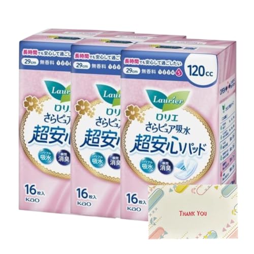 花王 ロリエ さらピュア 吸水超安心パッド 120cc 16枚入 3個セット パンティライナー +Kunutonnオリジナルロゴ入りeおまけ付