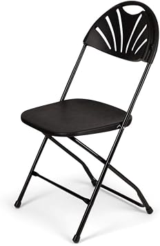 EventStable TitanPRO Black Fanback Plastic Folding Chairs - Folding Dining Chairs with 18 Gauge Steel Frame - Commercial Grade Stackable Chairs for Outside, Wedding, and Events Seating - 10 Pack