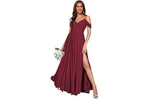 2021 Sexy Off Shoulder Pleated Formal Bridesmaid Dresses with Slit YMS155