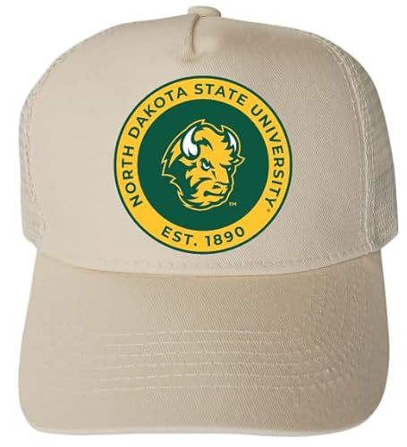 North Dakota State Bison Officially Licensed - Unisex Trucker Hat with Full Color Heat Transfer Logo Cream