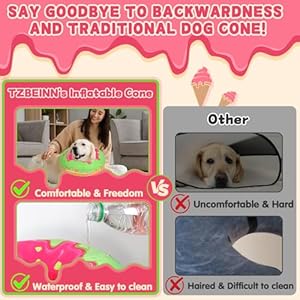 Inflatable Dog Pillow Cone Collar Alternative After Surgery Donut Soft HeadNeck Cone for Beagle Dachshund Medium Dogs etc Protective Comfortable E Collar Recovery Cone Does Not Block Vision