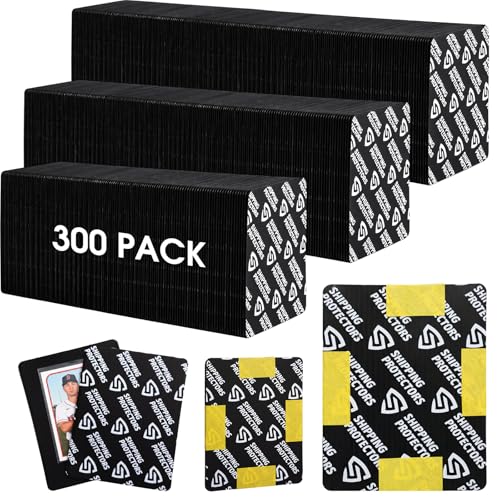 Image of 300 Pcs Trading Card Shipping Protector Bulk 3.5 x 4.5 Inch Black Card Shipping Supplies Baseball Plastic Inserts Mailer for Mailing Sports Team Bags Sleeves