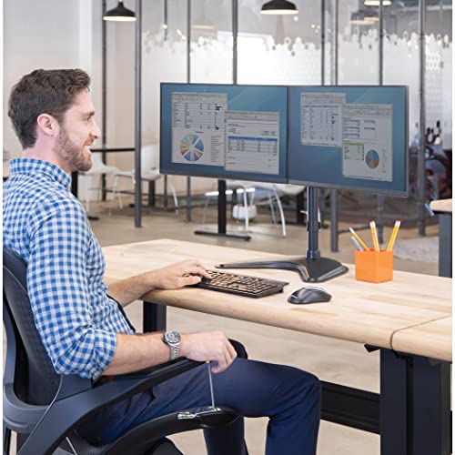 Image of Fellowes 8043701 Professional Series Free Standing Computer Monitor Stand for 2 Monitors with Horizontal Monitor Arms, 27 Inch Monitor Capacity