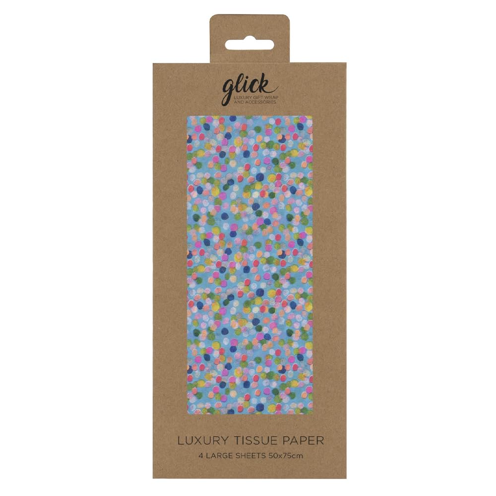 Spotty Blue Glick 4 Sheets Tissue Wrapping Paper 50 x 75 cm