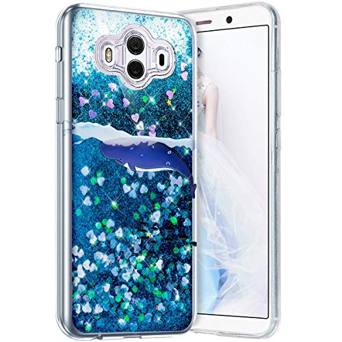Robinsoni Case Compatible with Huawei Mate 10 Phone Cover Flexible Huawei Mate 10 Case Silicone TPU Case 3D Liquid Floating Cover Sparkle Bling Cover Shockproof Case Bumper Case Whale 1