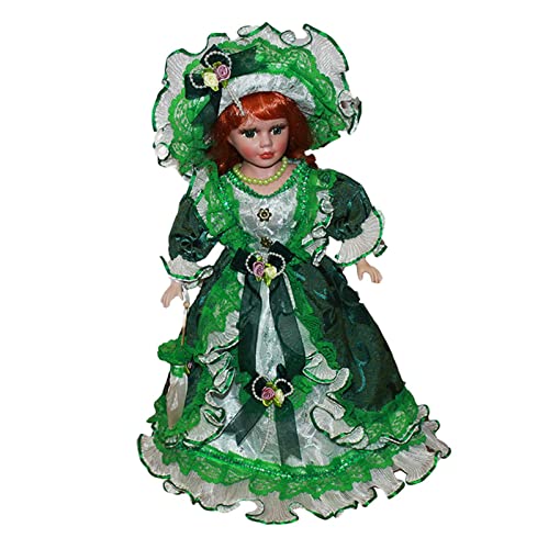 Harilla 40Cm Porcelain Doll With Holder, Pretty Girl With Dress And Hat , Green, As Described #TOP3