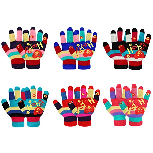 TAGVO 6 Paar Kinderhandschuhe, Stretch Vollfinger Regenbogen...