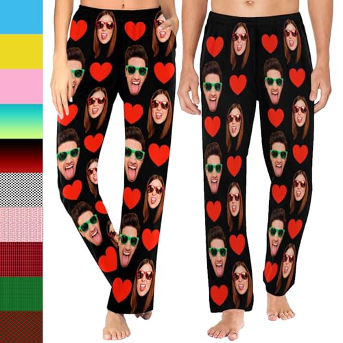 Personalized Pajamas Pants with Pocket,Funny Pjs For Men Women Customized Pjs Couple Pj Trousers