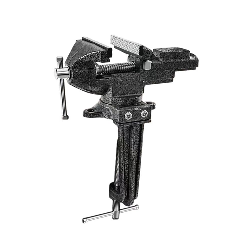 Jnchdghwa Black 360 Degree Rotating Bench Vise Compact Table Vise With Soft Jaws Clamp On Or Mount Vise