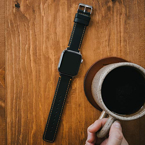 Image of BARTON WATCH BANDS - Top Grain Leather Watch Bands Compatible with Apple Watch Models - 1, 2, 3, 4, 5, 6, 7, 8, 9, 10, SE, Ultra & Ultra 2
