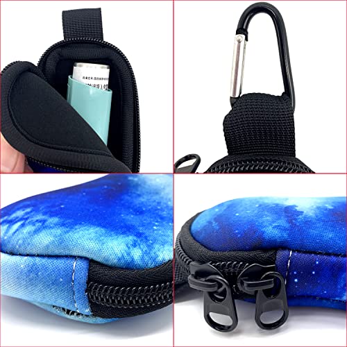 Image of Wanty Asthma Inhaler Holder Neoprene Protective Portable Carrying Bag Travel Inhaler Mini Case Sleeve for L-Shaped Inhaler, Inhaler Not Included (Blue Sky)
