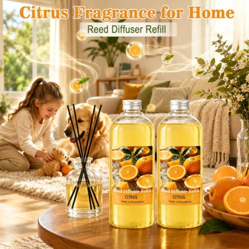 Image of STRN Citrus Reed Diffuser Refill 1000ml with Stick Summer Scent for Home