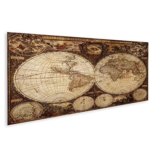 Pronto per essere appeso islandburner Quadro moderno Vecchio Mondo Vintage planisfero Stampa su tela - Quadro x poltrone salotto cucina mobili ufficio casa - fotografica formato XXL