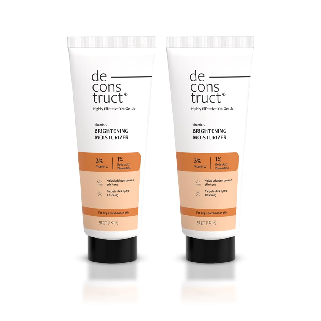 Deconstruct Brightening Face Cream | 5% Niacinamide + 1% Kojic Acid + 5% VitaminC + VitaminE | For Dark Spots and Uneven Skin Tone | 50 gm each | Pack of 2