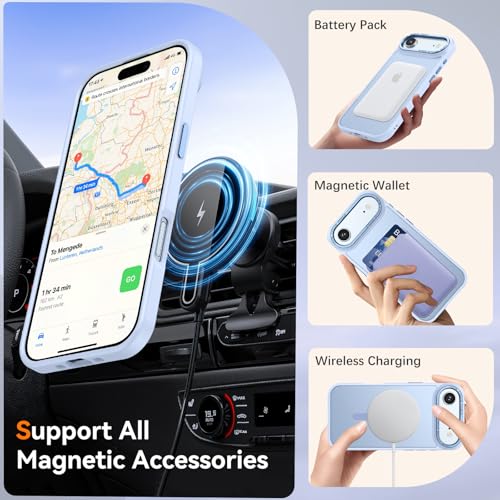 Image of YINLAI for iPhone Air Case 6.5-inch,Magnetic Compatible with MagSafe, Slim Matte Anti-Fingerprint, Shockproof Full Body Military Grade Protection for iPhone Air Cover, Light Blue