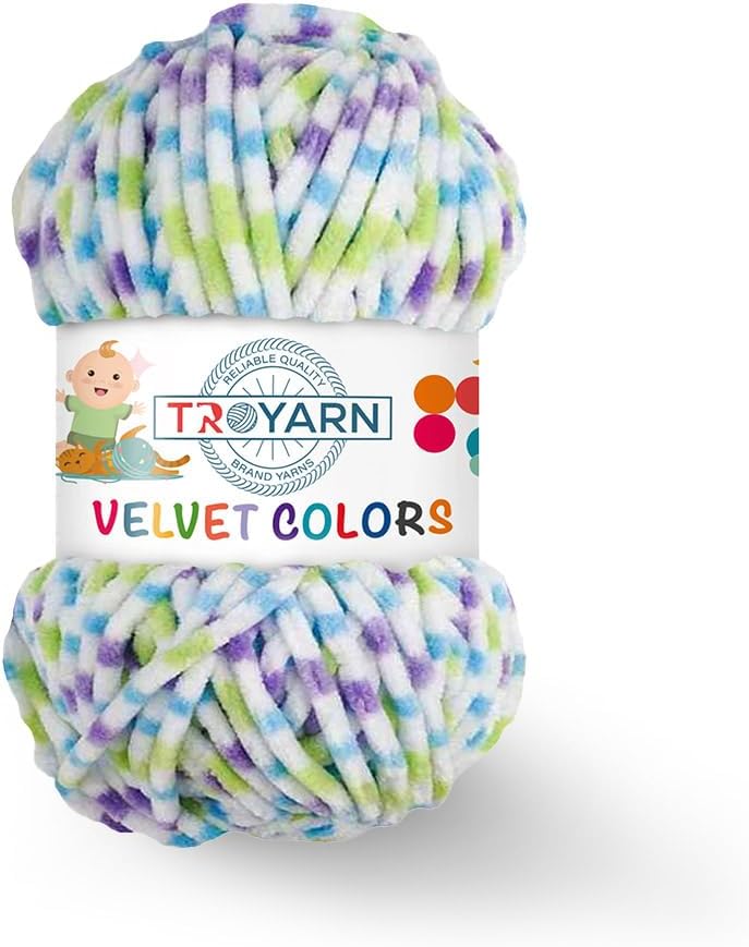 Troyarn Velvet Colors Chenille Baby Blanket Yarn Amigurumi Yarn for Crocheting and Knitting Super Bulky 100 gr (131 yds) (10222) Troyarn Velvet Colors Chenille Baby Blanket Yarn Amigurumi Yarn for Crocheting and Knitting Super Bulky 100 gr (131 yds) (10222)