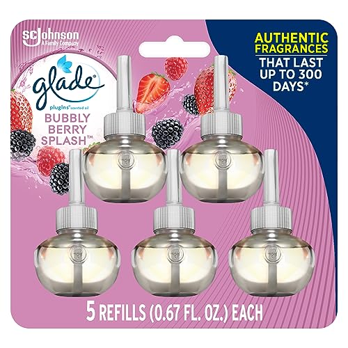 Image of Glade PlugIns Refills Air Freshener, Scented and Essential Oils for Home and Bathroom, Bubbly Berry Splash, 3.35 Fl Oz, 5 Count