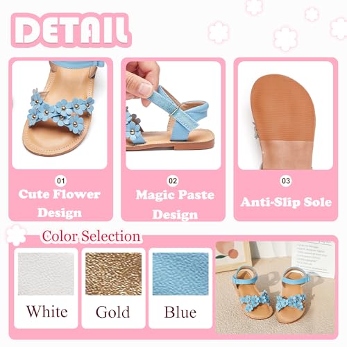 Image of Flaryzone Girls Sandals Open Toe Summer Flats Dress Sandals Shoes Toddler /Little Kid