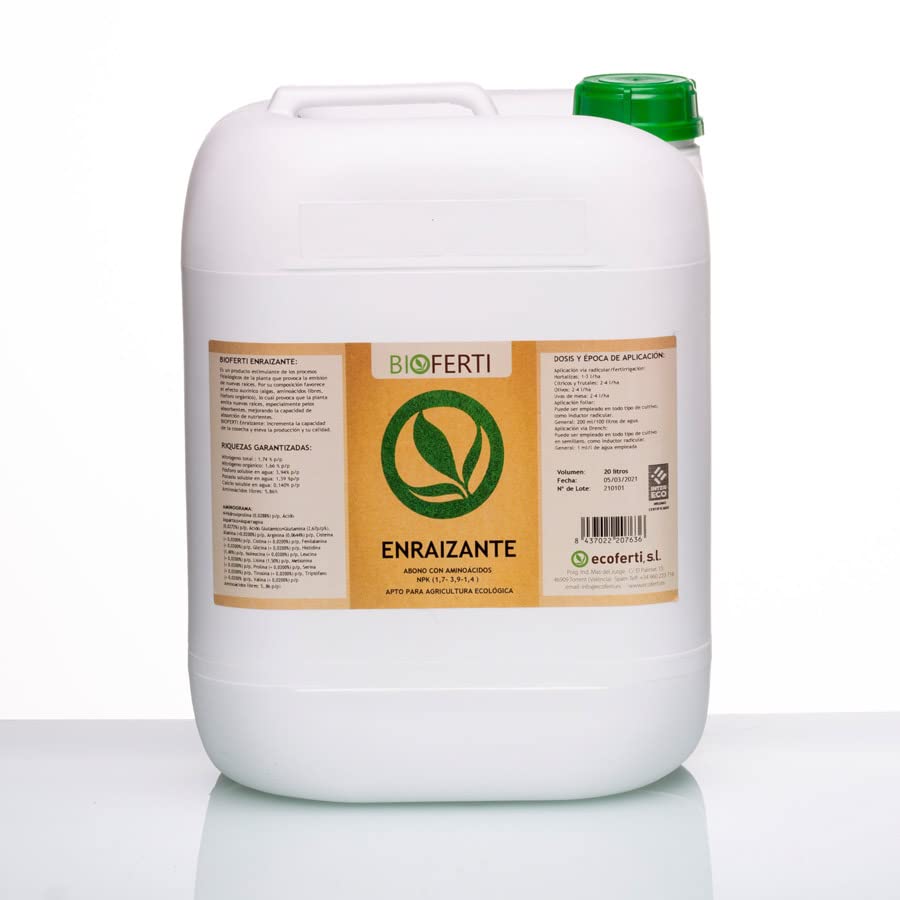 ENRAIZANTE. ACTIVADOR RADICULAR ABONO CON AMINOÁCIDOS Y ALGAS. APTO PARA AGRICULTURA ECOLÓGICA (20 Litros)