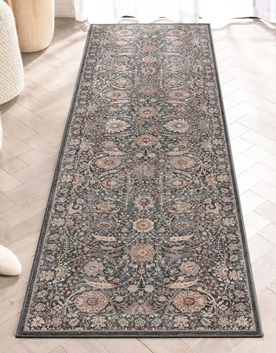 Well Woven Asha Collection Elegant Charcoal Grey Oriental 2x7 Runner