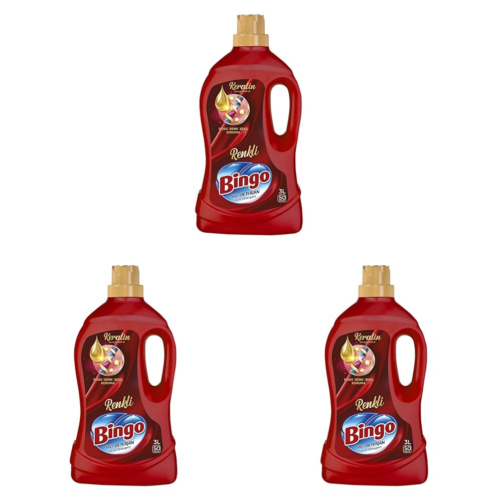 Bingo Sıvı Çamaşır Deterjan Bakım Renkli 50 Yıkama, 3000 ml (3 paketi)