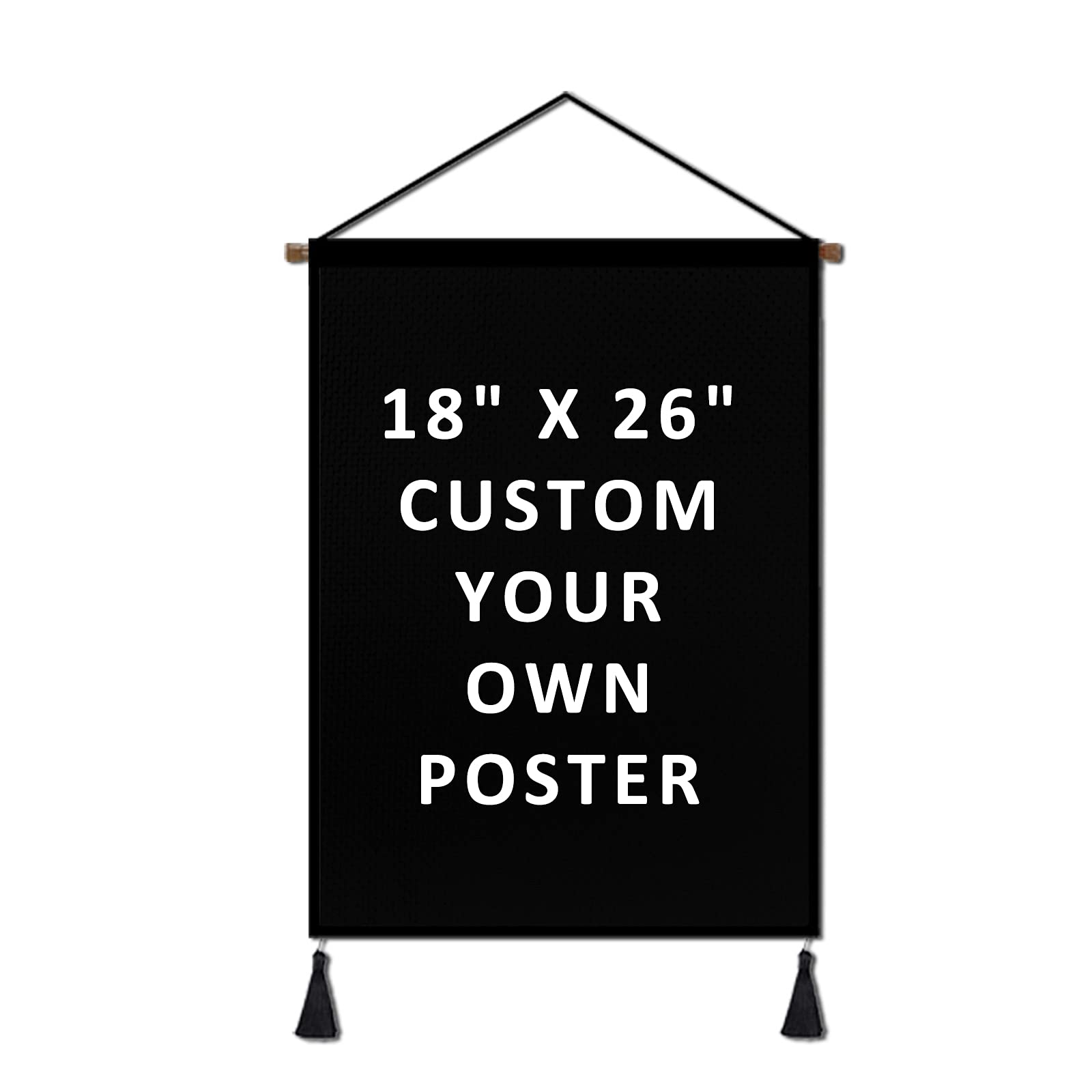 Custom Hanging Posters Wall Art Painting, Add Your Own Personalized Text Image Cotton Linen Hanging Scroll Painting, Modern Artwork Decor for Home Living Room Bedroom Bathroom (26 x 18 inches)