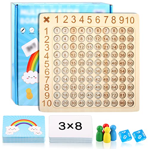 Tabla de Multiplicación, Juego Madera Tabla de Multiplicar, Tabla Multiplicar Madera, Tablero de Multiplicación de Matemáticas de Madera, Tabla de Multiplicación Montessori para Más de 3 Años Niños