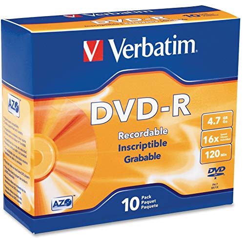 Verbatim DVD-R Blank Discs AZO Dye 4.7GB 16X Recordable Disc - 10 Pack Slim Cases & CD-R Blank Discs 700MB 80-Minutes 52X Recordable Disc for Data and Music - 10 Pack Slim Cases #2