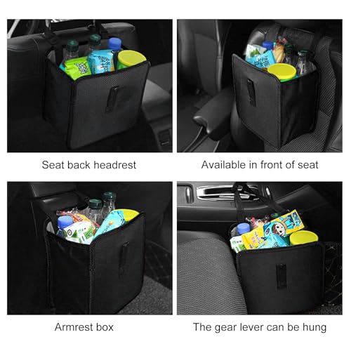 Image of KVAEY Car Trash Can, Oxford Cloth Foldable Garbage Bin Waterproof Auto Trash Bag Organizer, Multipurpose Leak-Proof Large Capacity Hanging Garbage Can Storage Bag for Car Seat (Normal)