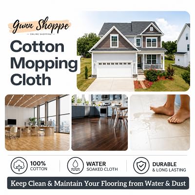 Image of Large Cotton Floor Cleaning Cloth 24x24 Inch Pack of 2 | Super Absorbent Reusable Pocha for Wet & Dry Mopping | Heavy Duty Big Size Mop Cloth for Home, Office & Showroom (2 Pcs)