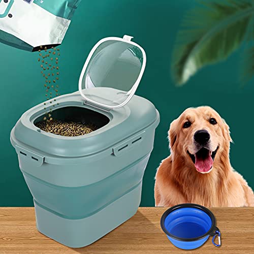Collapsible Dog Food Storage Container, 30 Lb Pet Cat Pantry Plastic Large Containers Bin With Wheels Airtight Lids Locking Bowl, 50 Lb Kitchen Cereal Flour Sugar Rice Leakproof Sealable Dry Holder #TOP4