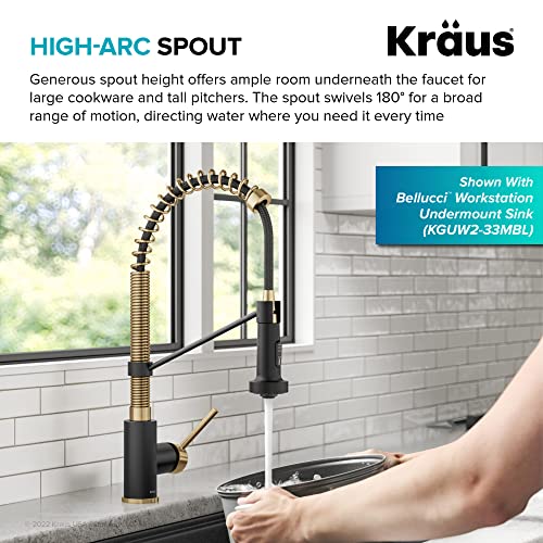 Kraus Kpf-1610Sfs Bolden 18-Inch Commercial Kitchen Faucet With Dual Function Pull-Down Sprayhead In All-Brite Finish, Spot Free Stainless Steel #TOP1