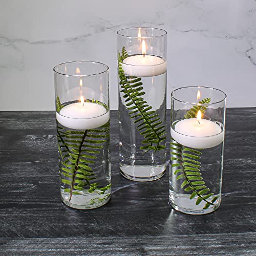 Set of 3 Cylinder Vases and 3 Floating Candles - Perfect for Home Decor