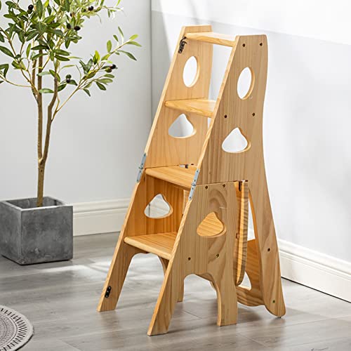 Chaise gain de place et étagère à fleurs : l'escabeau bois multifonction - 2
