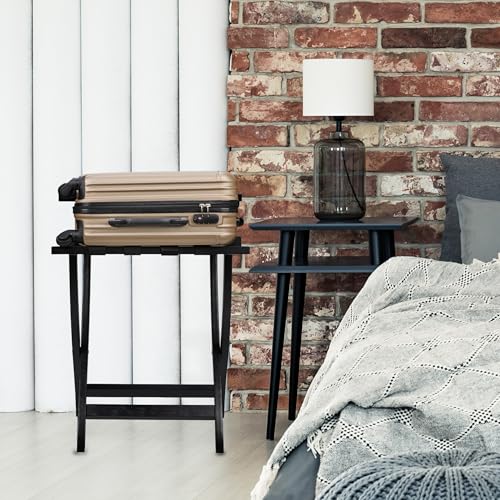 Relaxdays Kofferständer, klappbar, Gepäckständer mit Wandschutz, HxBxT: 75x60x41 cm, Kofferablage, Hotel, Holz, schwarz