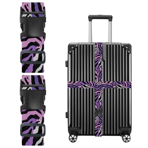 Image of Nuxovilar Luggage Straps Set for Suitcase 1.96x90.5in Polyester | Cargo Strap Travel Belt Security Buckle Band Adventure Trip Outdoor Travel Casual Use (Zebra Print)