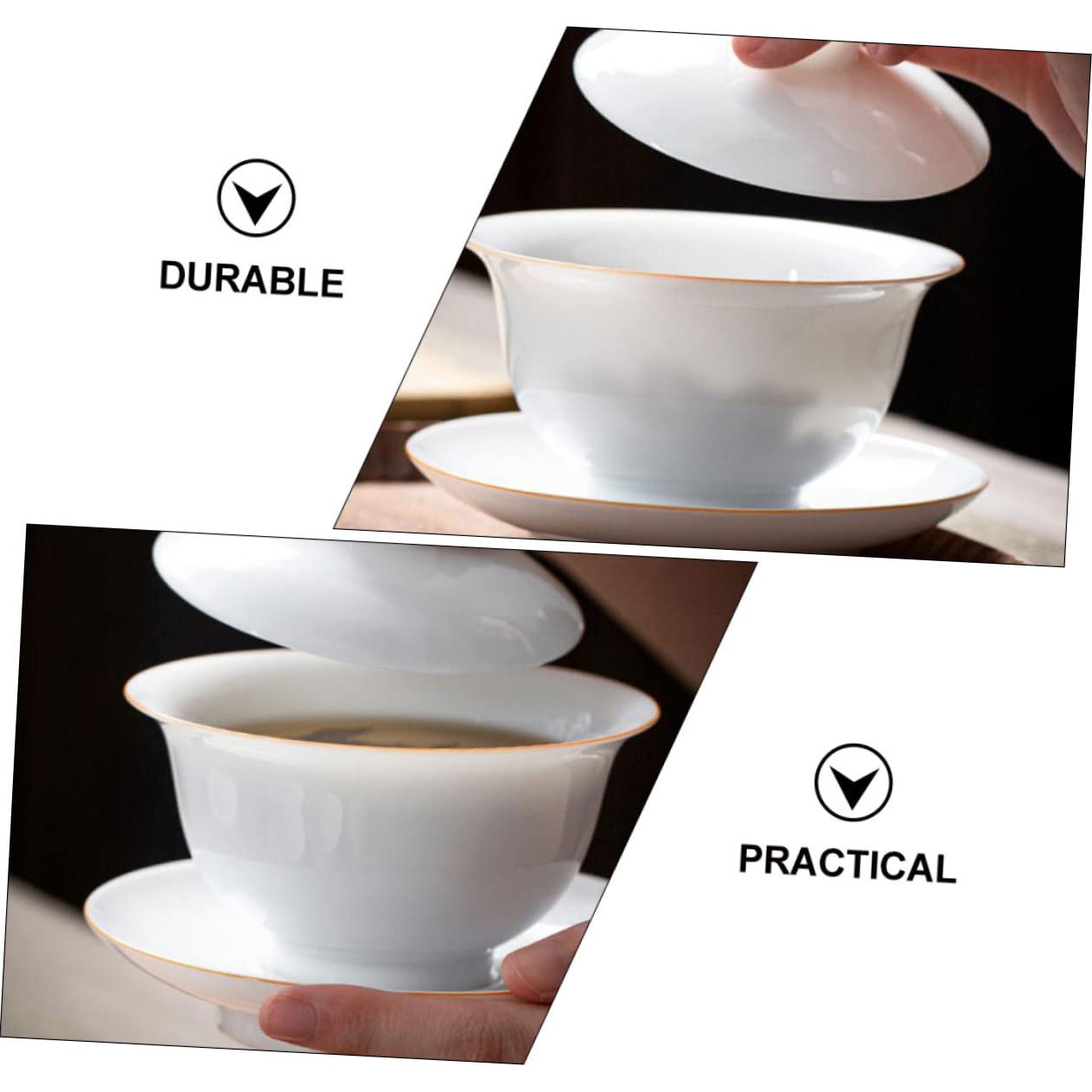 Juego de Taza de Té de Cerámica con Tapa y Platillo 9.5X9.5X8.5 CM para Reuniones de Té Diseño Original y Obsequio Adecuado