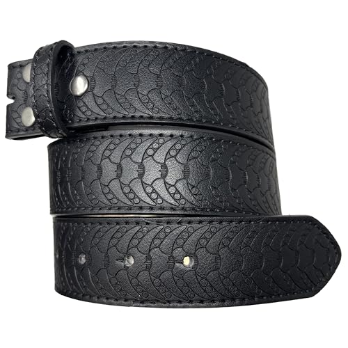 BC Belts Leather Belt Strap with Embossed Western Horn Pattern 1.5