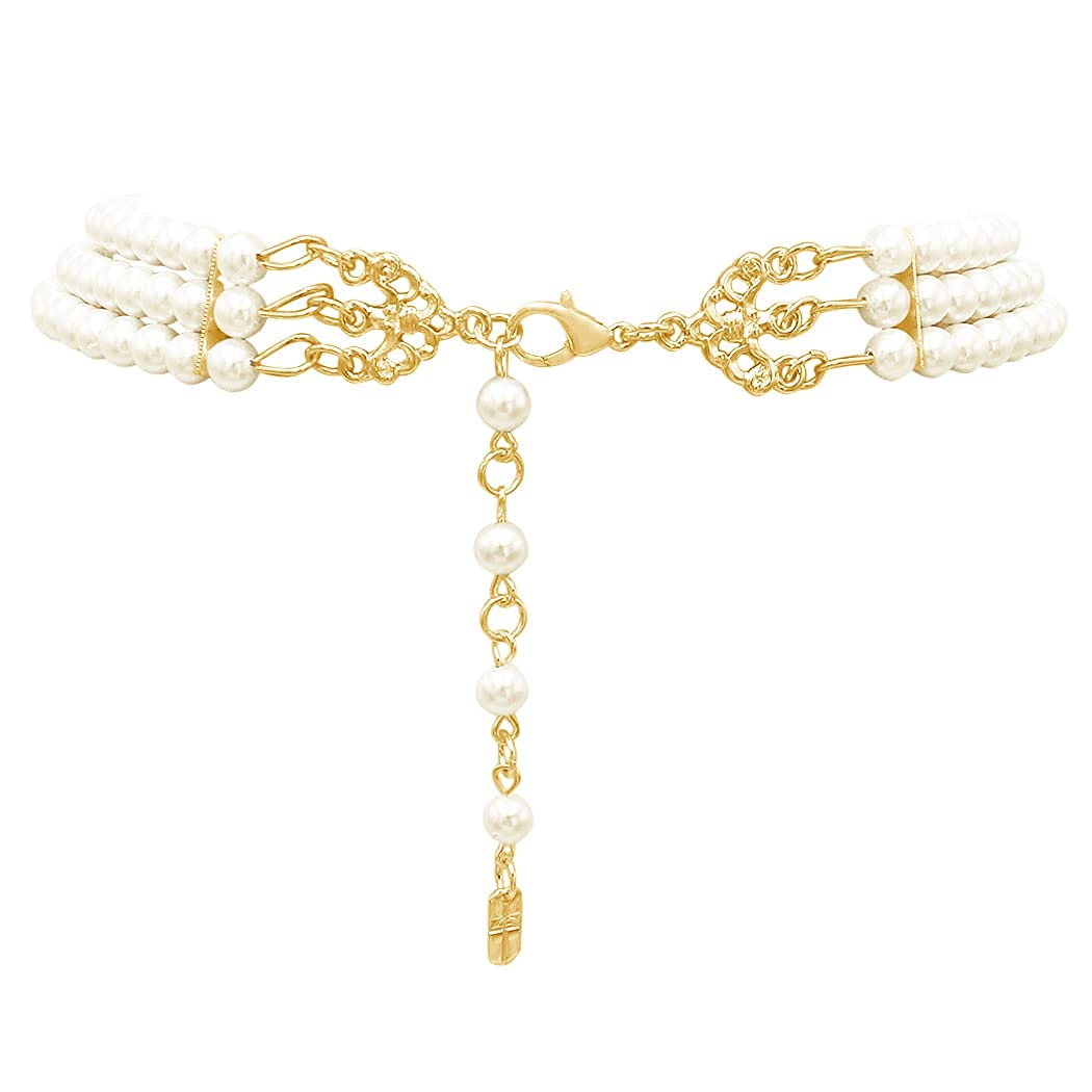 Rosemarie & Jubalee Set di 3 collane girocollo da donna, con perle finte a goccia, bracciale e orecchini a clip, da sposa, 27,9 cm + 7,6 cm di estensione