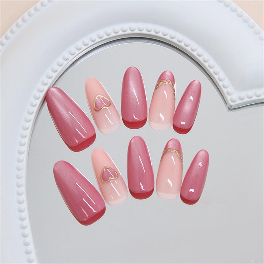 Friendly ABS Press Type Nails With Gilded Heart Glittering French Design Easy Application For Professional