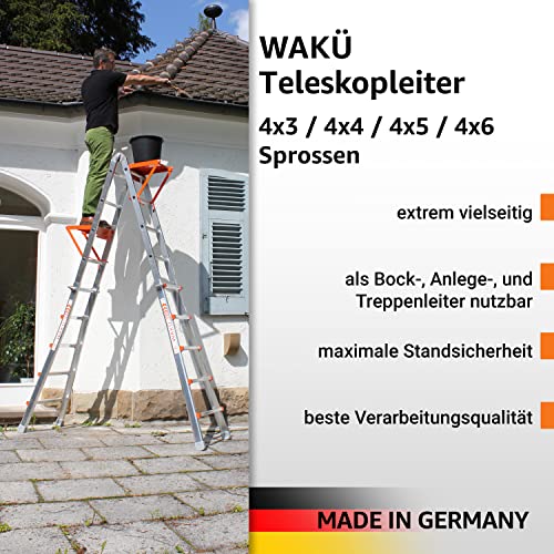 Teleskopleiter WAKÜ 4×6 Sprossen Aluminium Leiter Art.-Nr. 103
